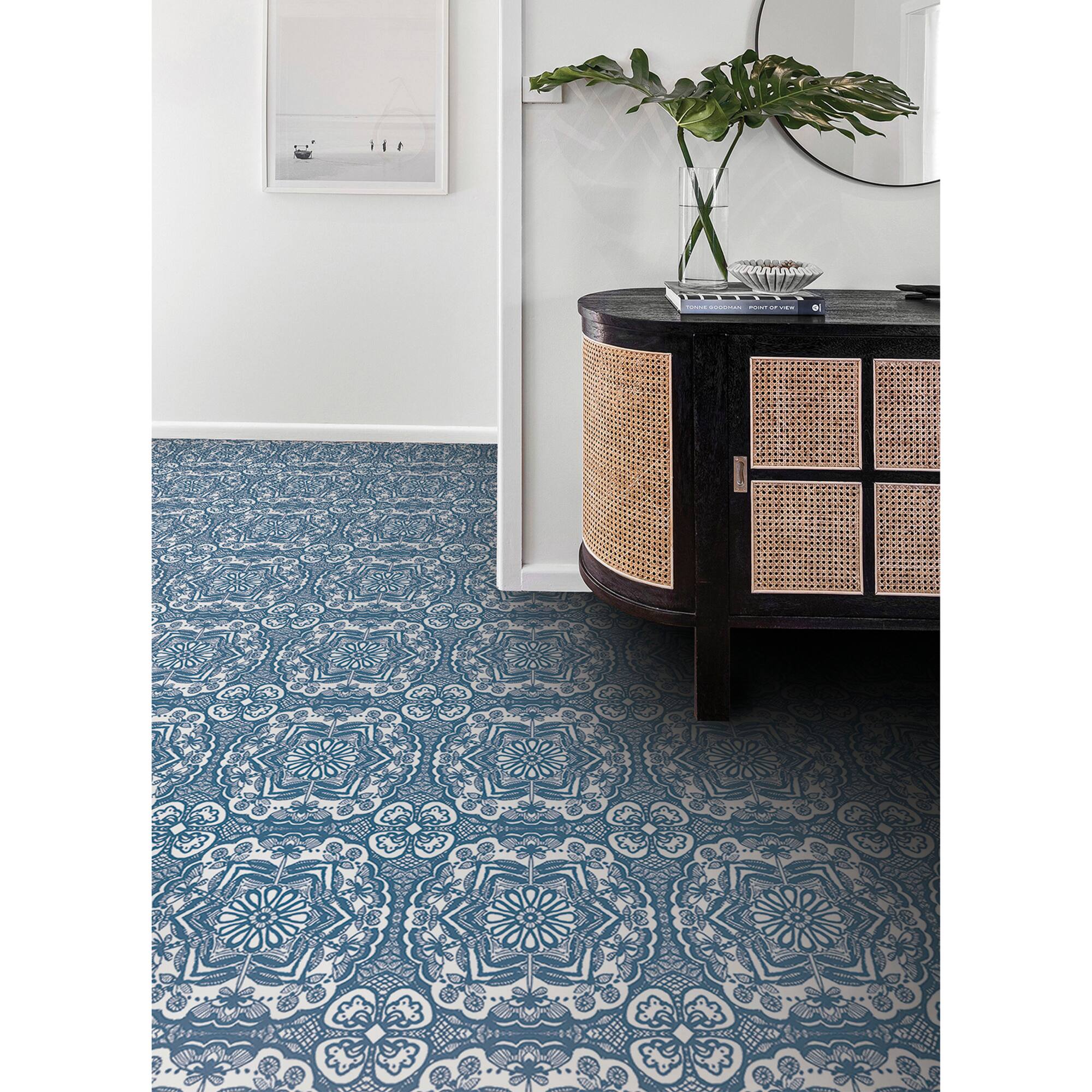 FloorPops Erina Blue Peel & Stick Floor Tiles
